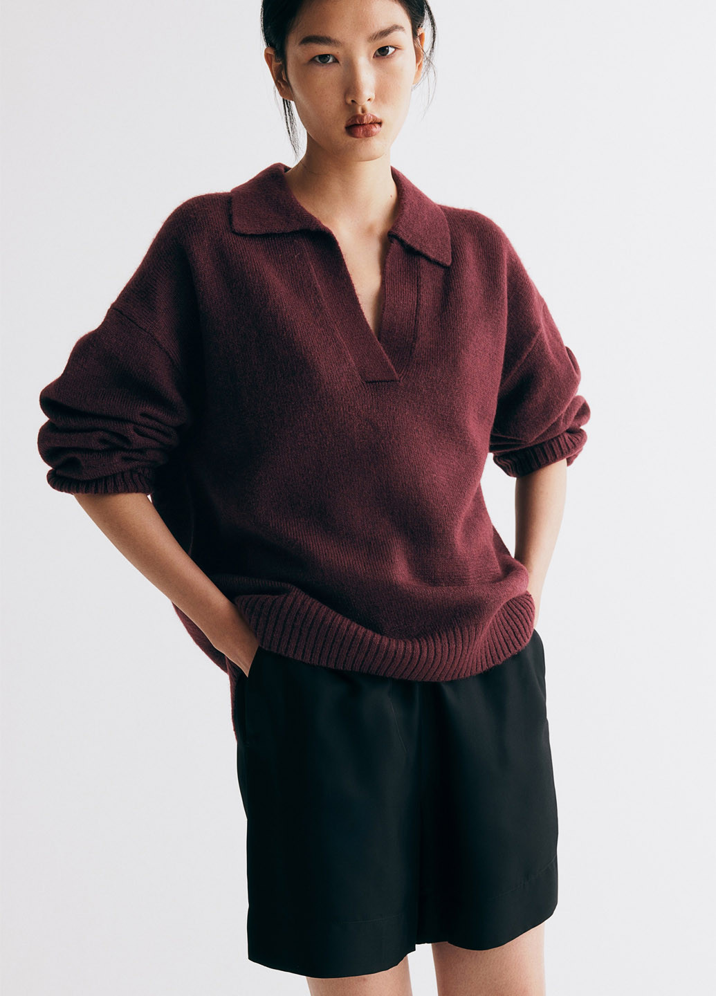 Бордовий зимовий светр H&M