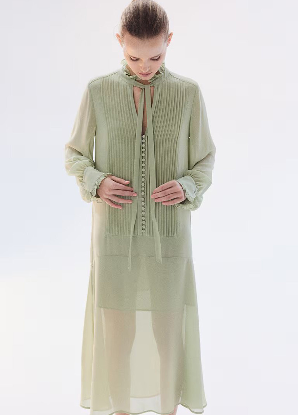 Фісташкова вечірня сукня H&M однотонна