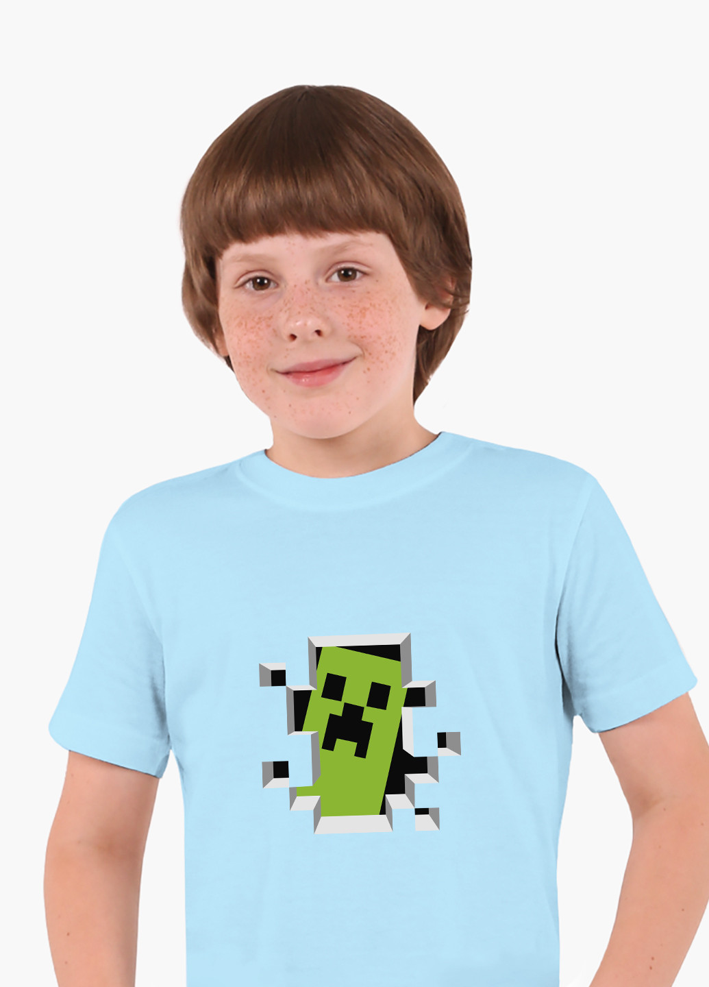 Блакитна демісезонна футболка дитяча майнкрафт (minecraft) (9224-1709) MobiPrint