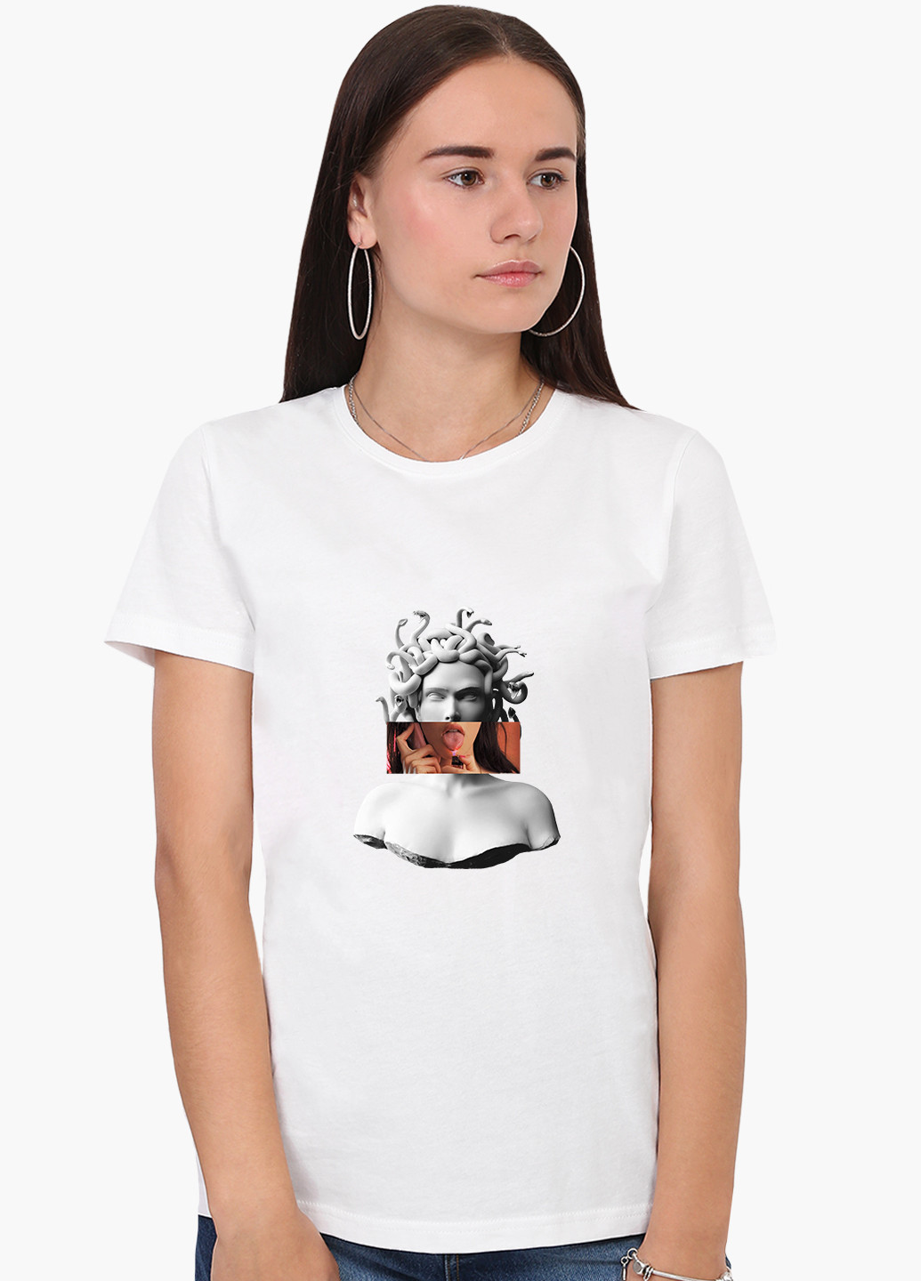 Белая демисезон футболка женская меган фокс ренессанс медуза горгона (megan fox) белый (8976-1203) xxl MobiPrint