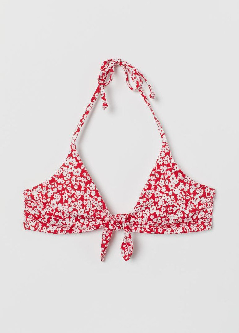 Купальный лиф H&M цветочный красный пляжный