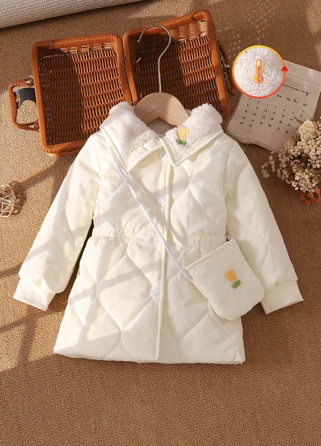 Молочне демісезонне Пальто однобортне SHEIN