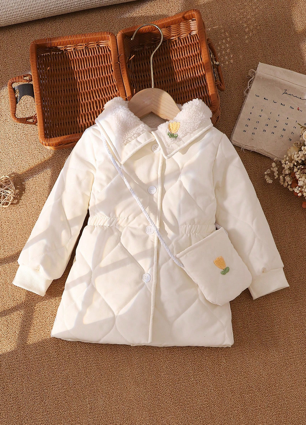 Молочне демісезонне Пальто однобортне SHEIN