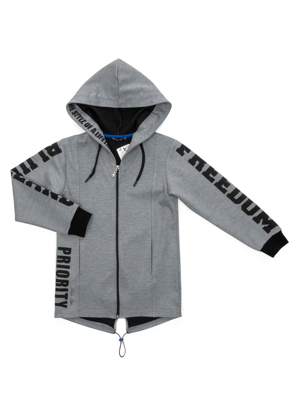 Сіра демісезонна куртка ветровка з капюшоном (10760-140b-gray) BLUELAND