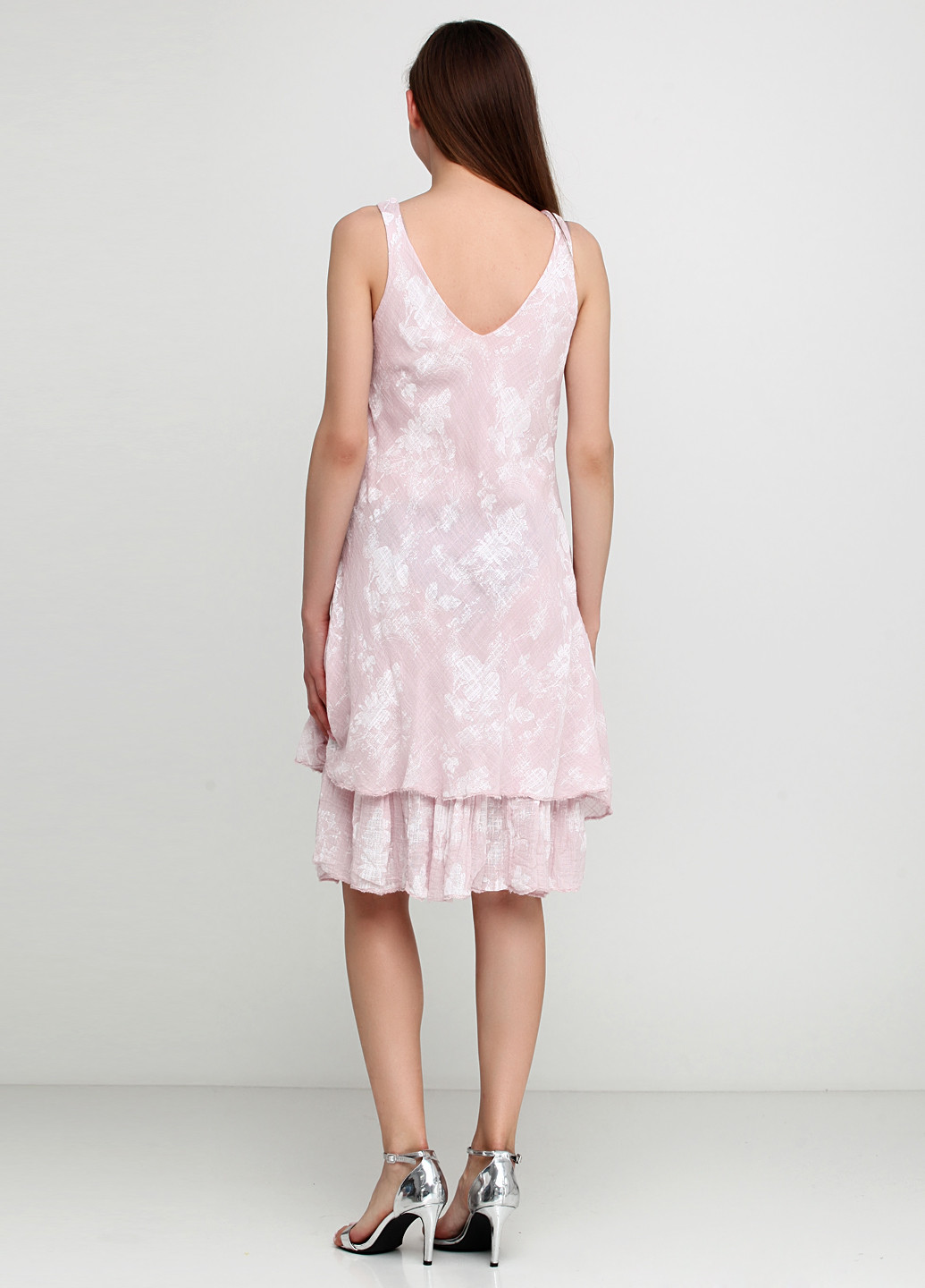 Светло-розовое кэжуал платье Fashion с цветочным принтом