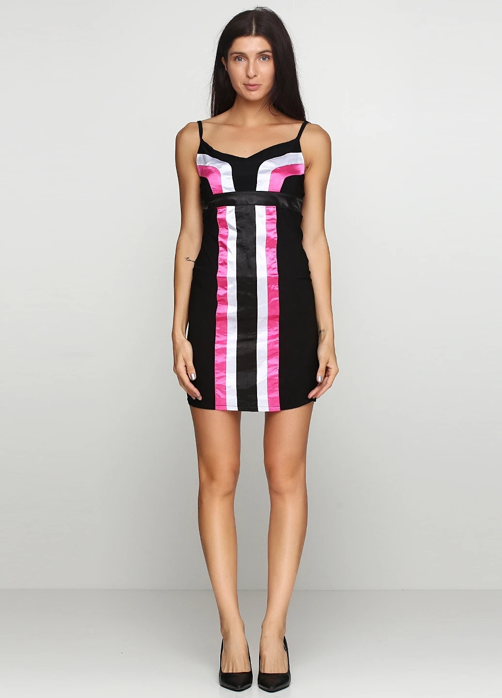 Черное кэжуал платье а-силуэт Zean однотонное