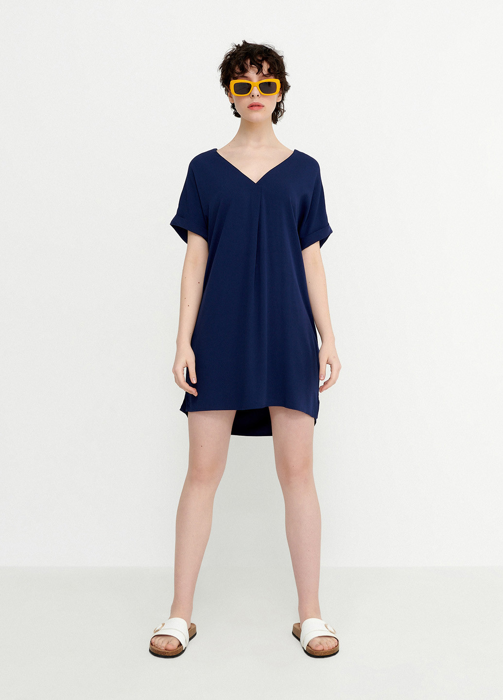 Темно-синя кежуал сукня сукня-футболка House однотонна
