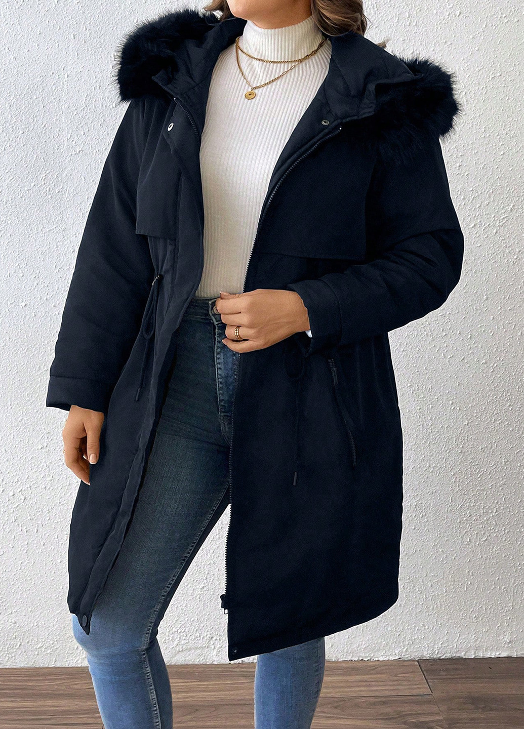 Темно-синя зимня куртка SHEIN