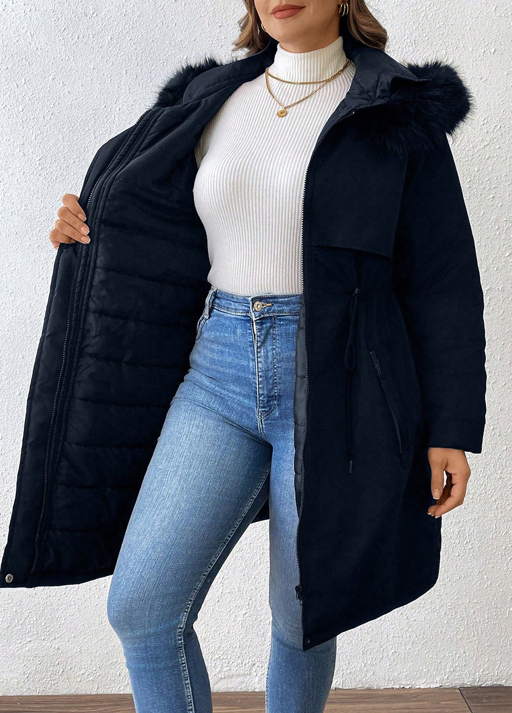 Темно-синя зимня куртка SHEIN