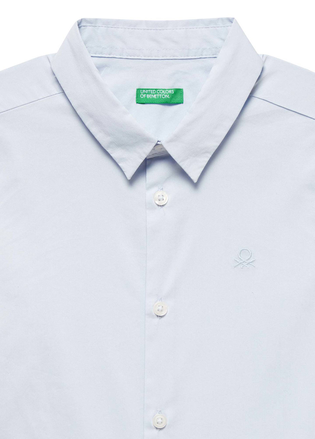 Белоснежная кэжуал рубашка однотонная United Colors of Benetton с длинным рукавом
