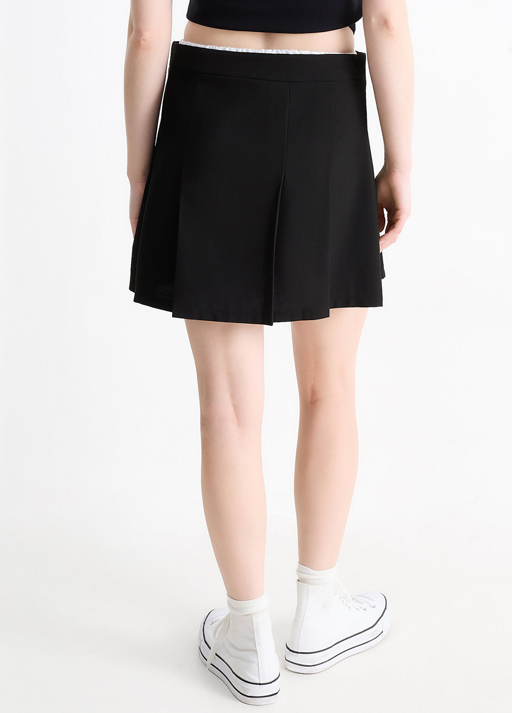 Черная кэжуал однотонная юбка C&A а-силуэта (трапеция), плиссе