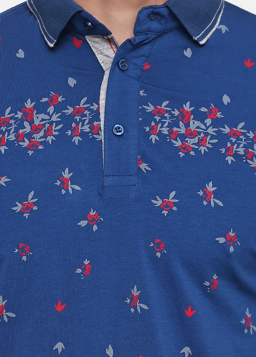 Синяя футболка-поло для мужчин Golf с цветочным принтом