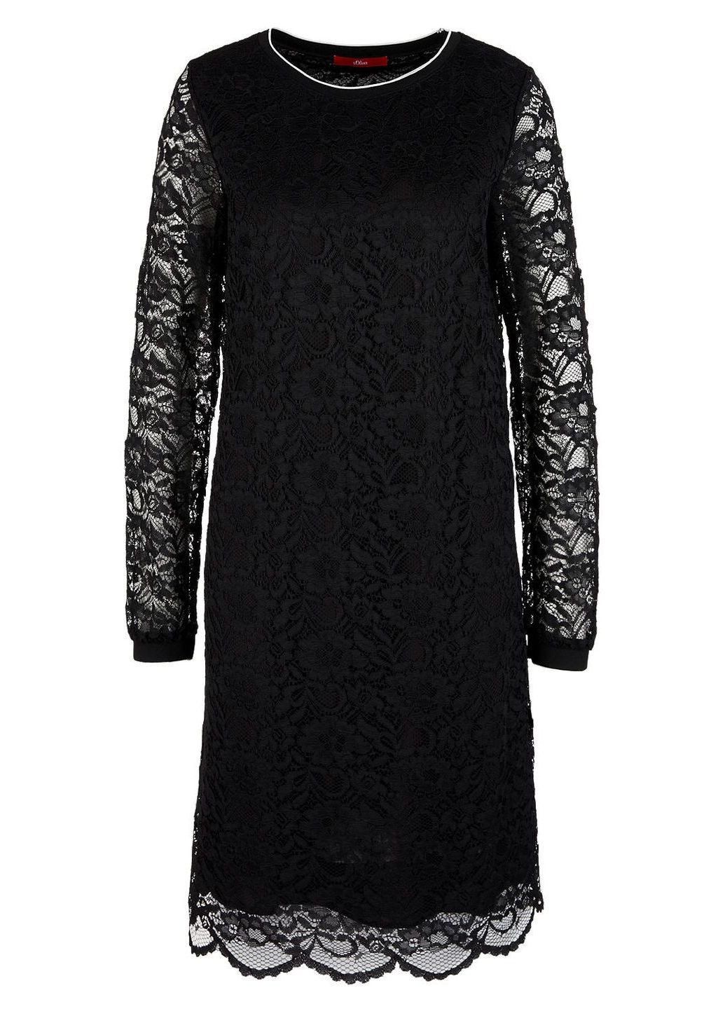 Черное кэжуал платье S.Oliver с цветочным принтом
