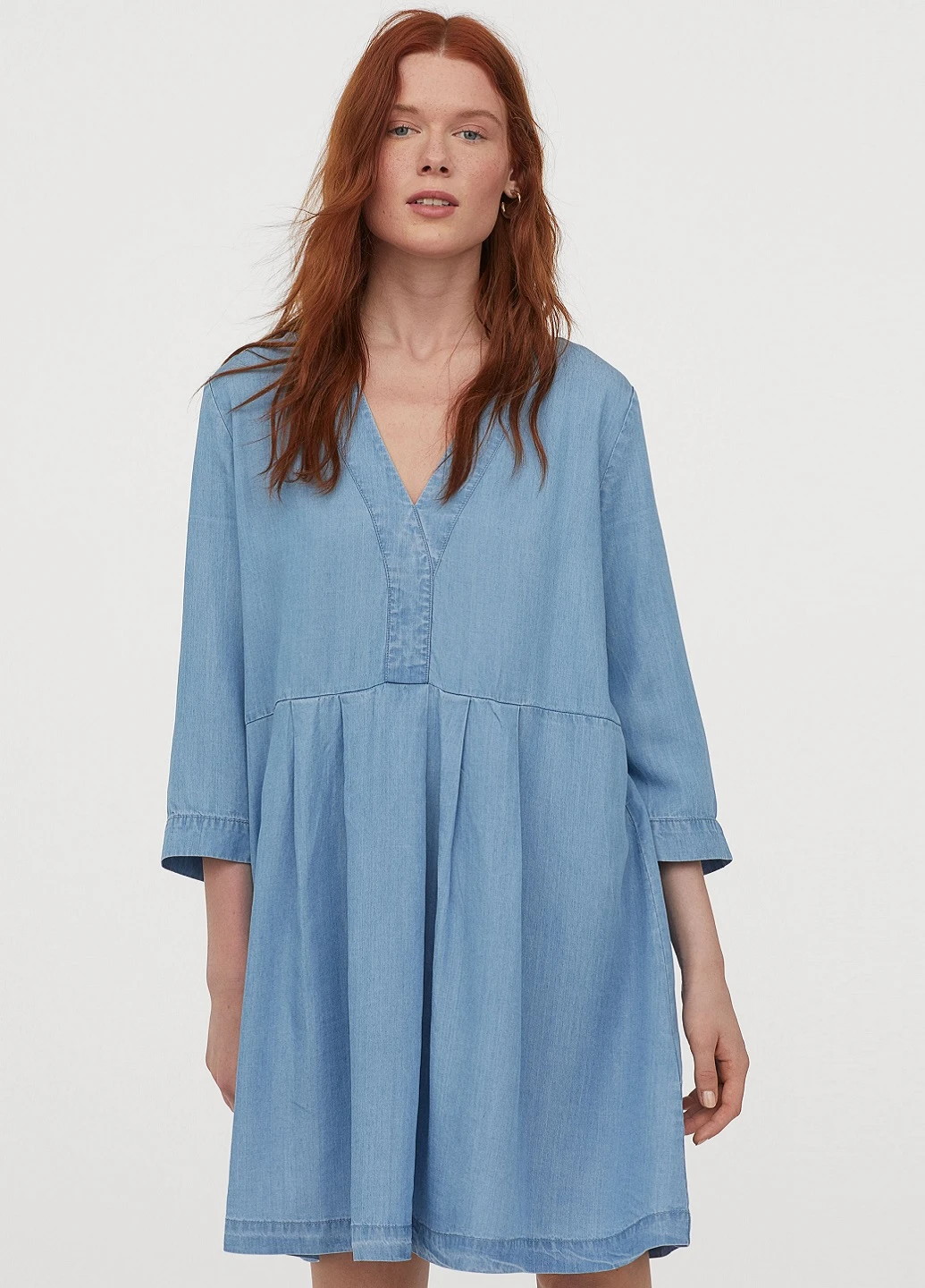 Блакитна джинсова сукня кльош H&M однотонна