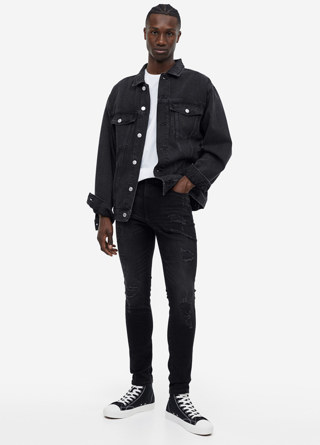 Черные демисезонные скинни джинсы H&M