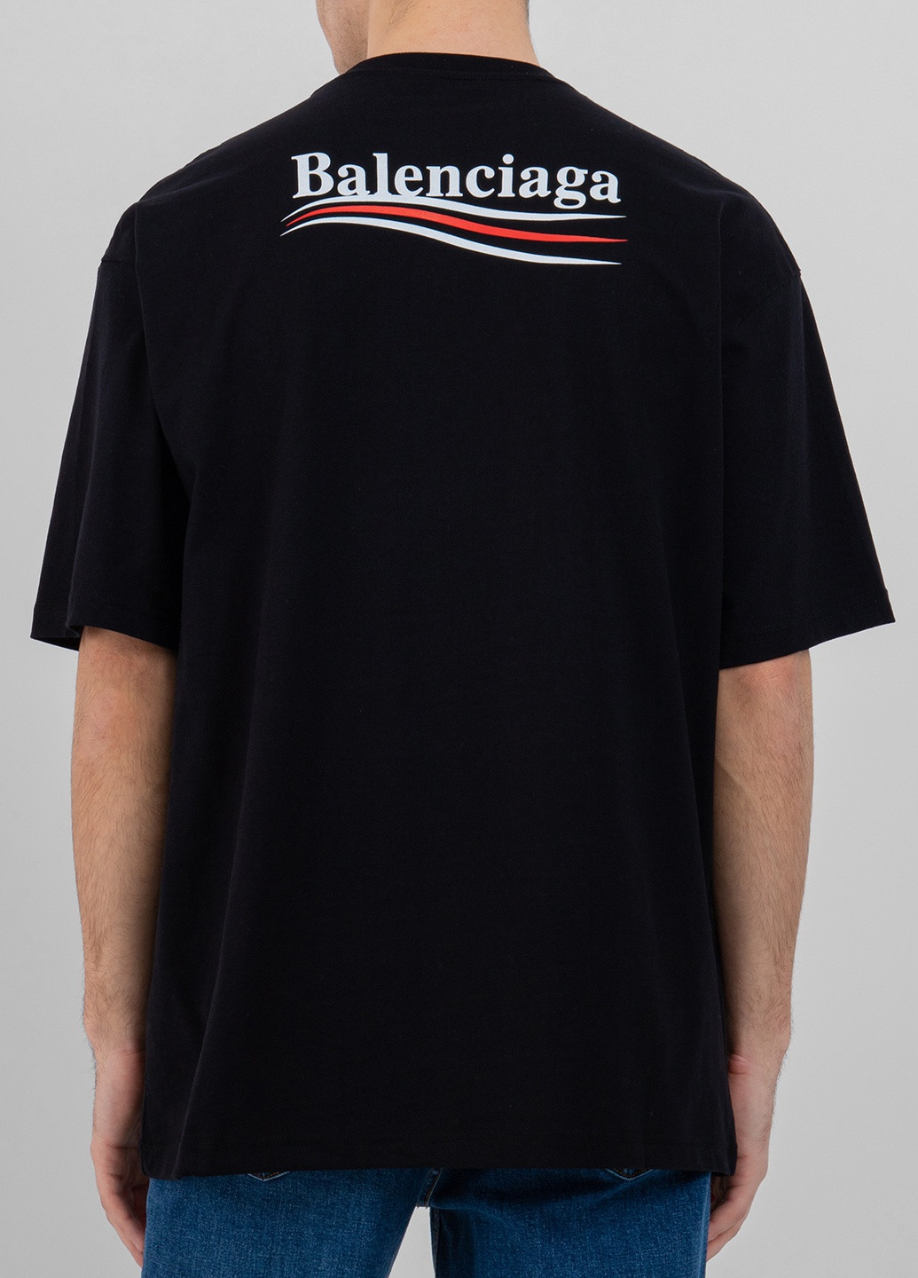 Чорна сіра футболка з логотипом Balenciaga