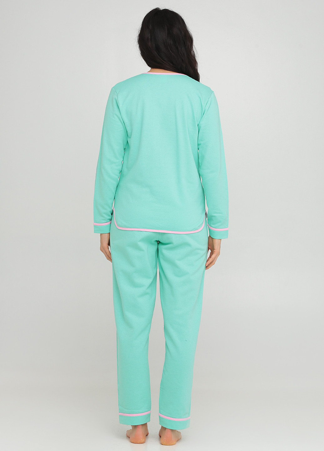 Салатовая всесезон пижама (лонгслив, брюки, маска) лонгслив + брюки Трикомир