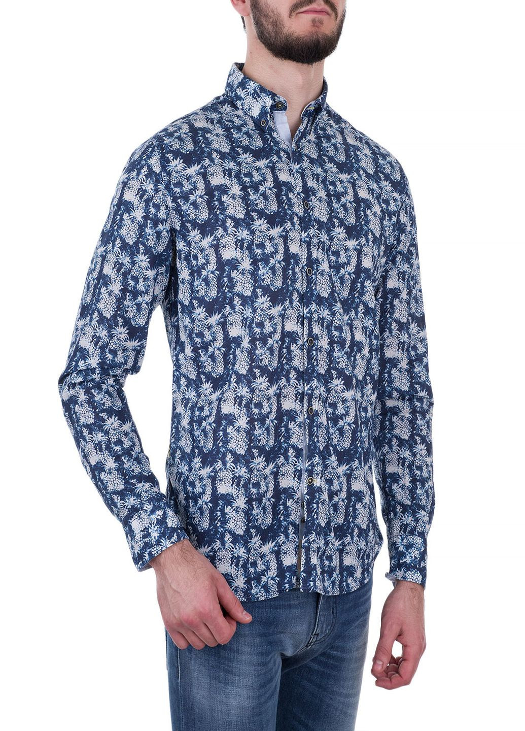 Синяя рубашка с абстрактным узором COLOURS & SONS