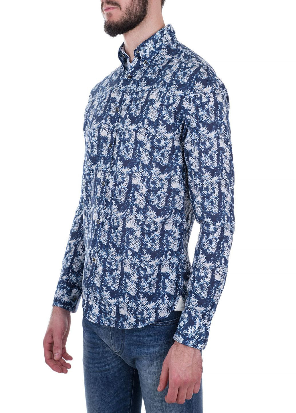 Синяя рубашка с абстрактным узором COLOURS & SONS