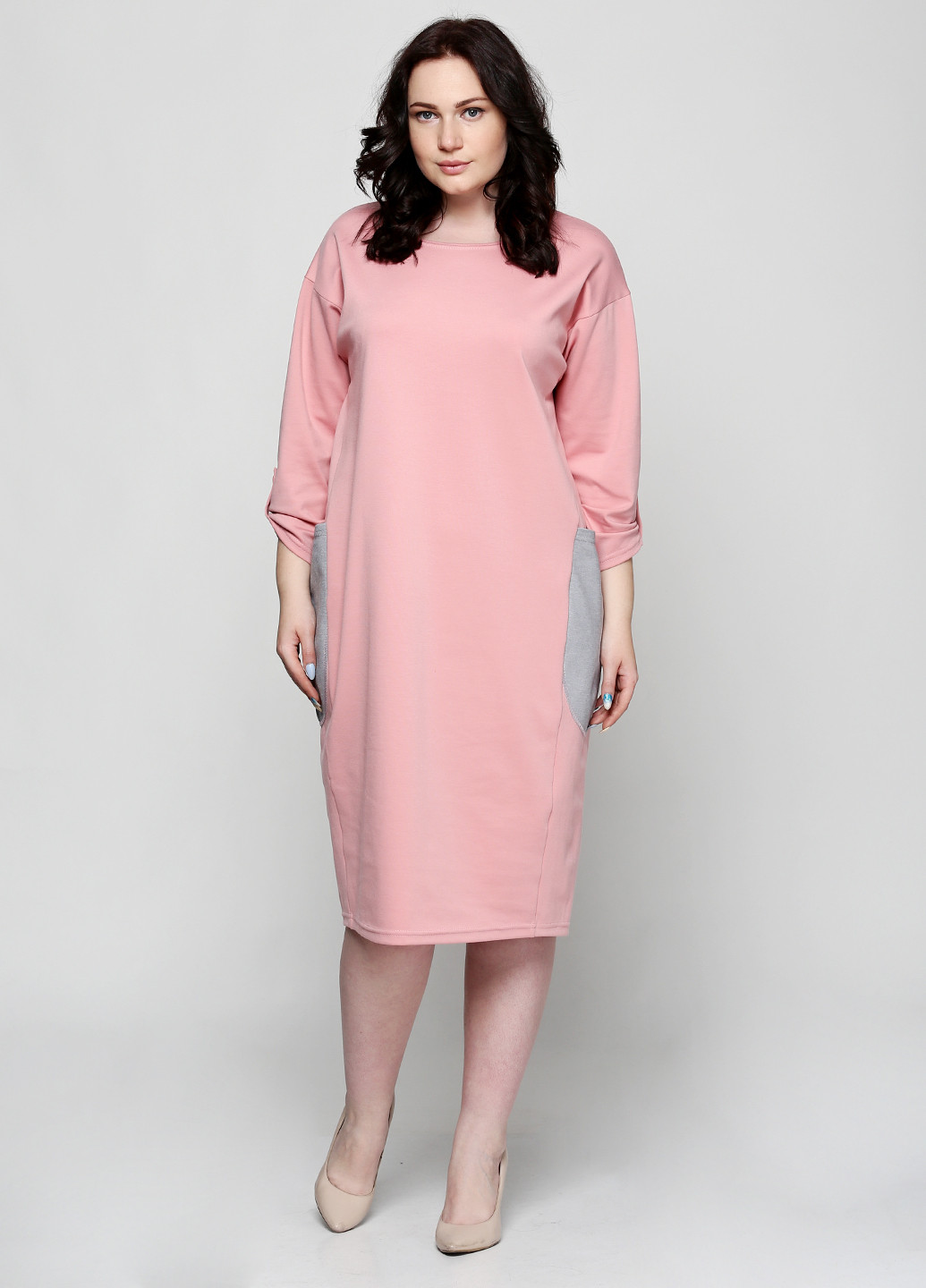 Розовое кэжуал платье Laki однотонное