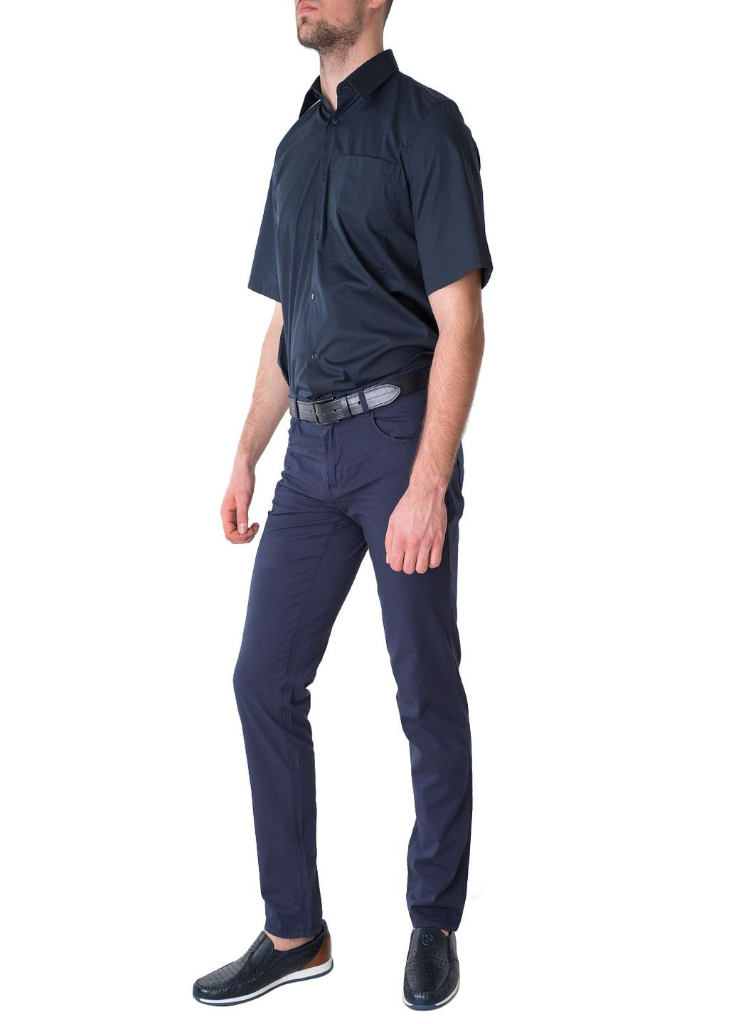 Синяя рубашка однотонная Trussardi Jeans
