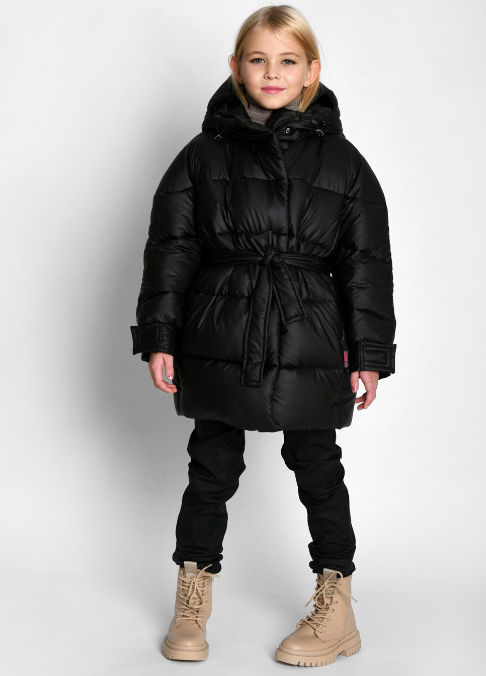 Черная зимняя пуховая куртка для девочек от 6 до 17 лет X-Woyz