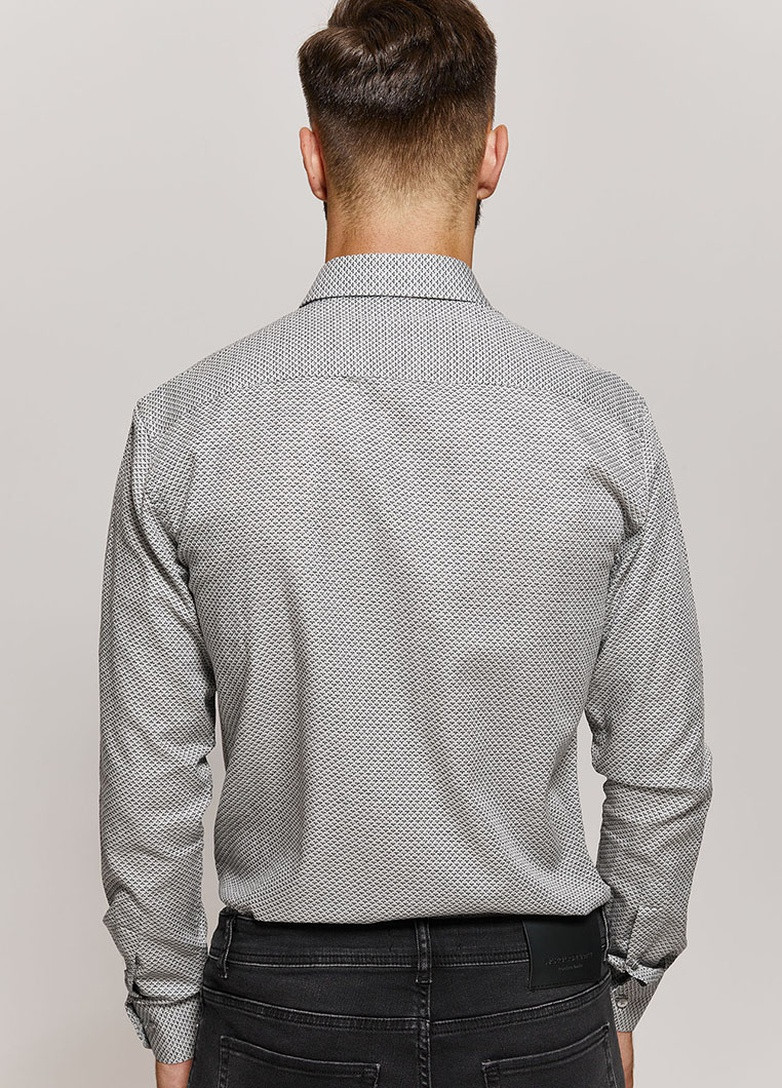 Серая кэжуал рубашка с геометрическим узором NAVI