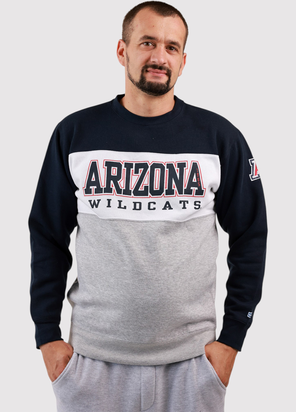 Комбинированный свитшот Blue 84 надпись без декора (361422084)