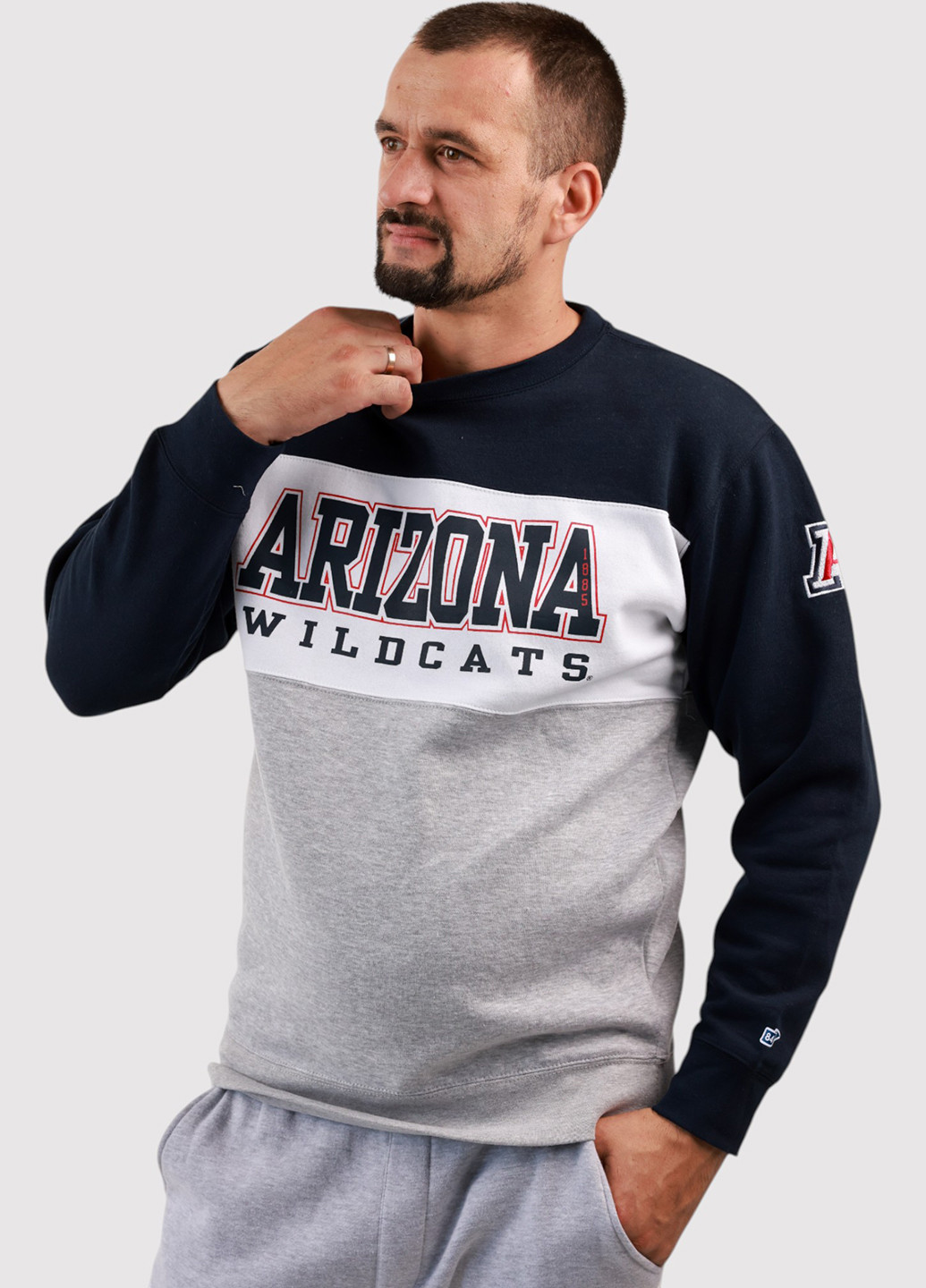 Комбинированный свитшот Blue 84 надпись без декора (361422084)