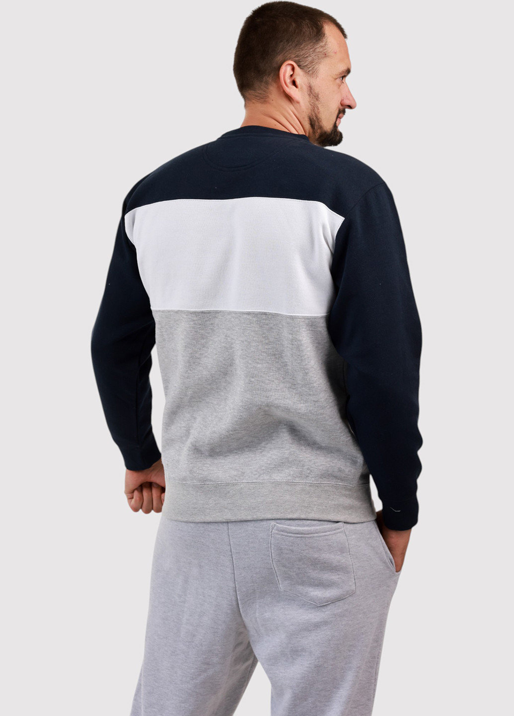 Комбинированный свитшот Blue 84 надпись без декора (361422084)