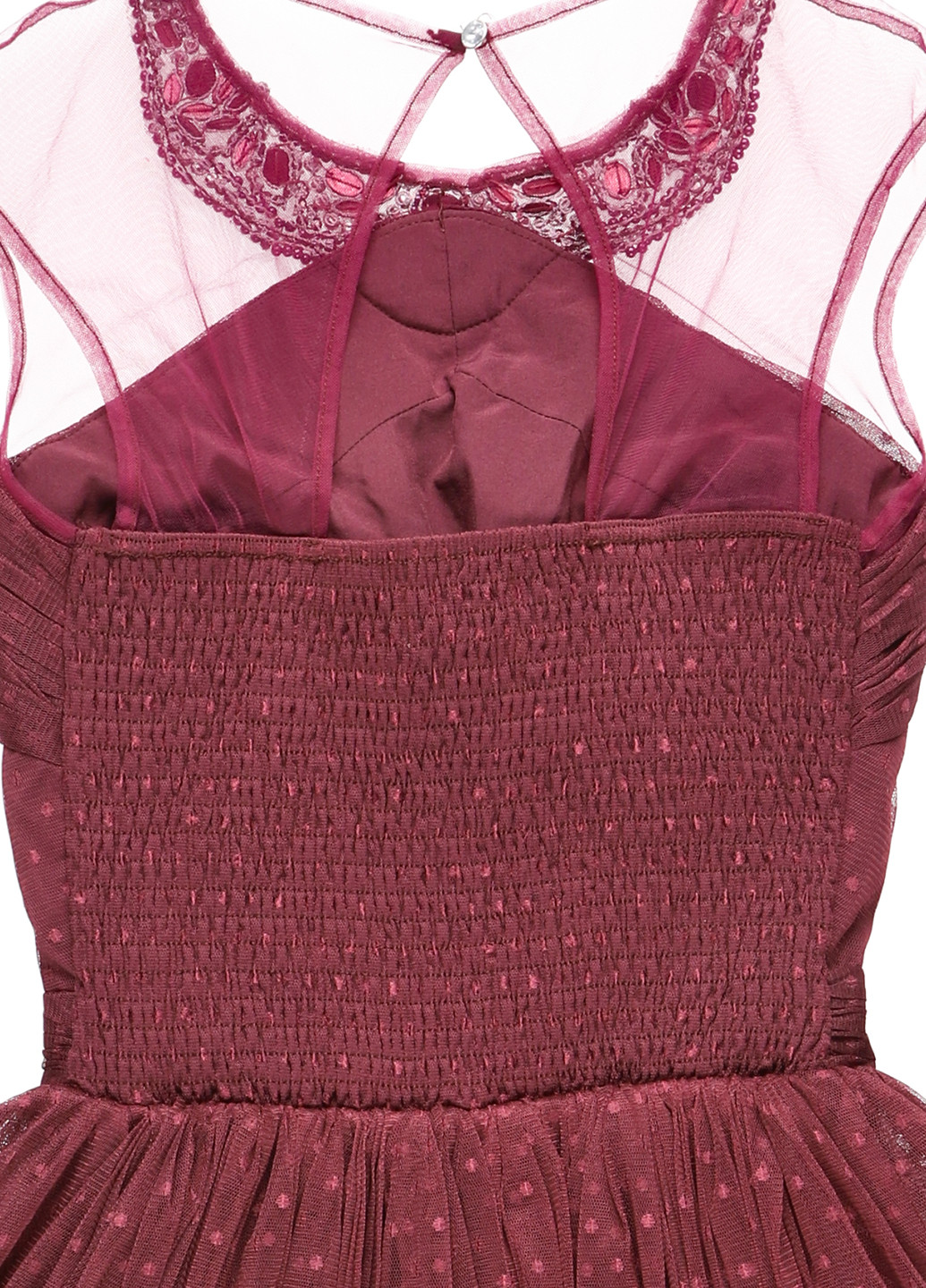 Бордовое коктейльное платье с пышной юбкой Little Mistress в горошек