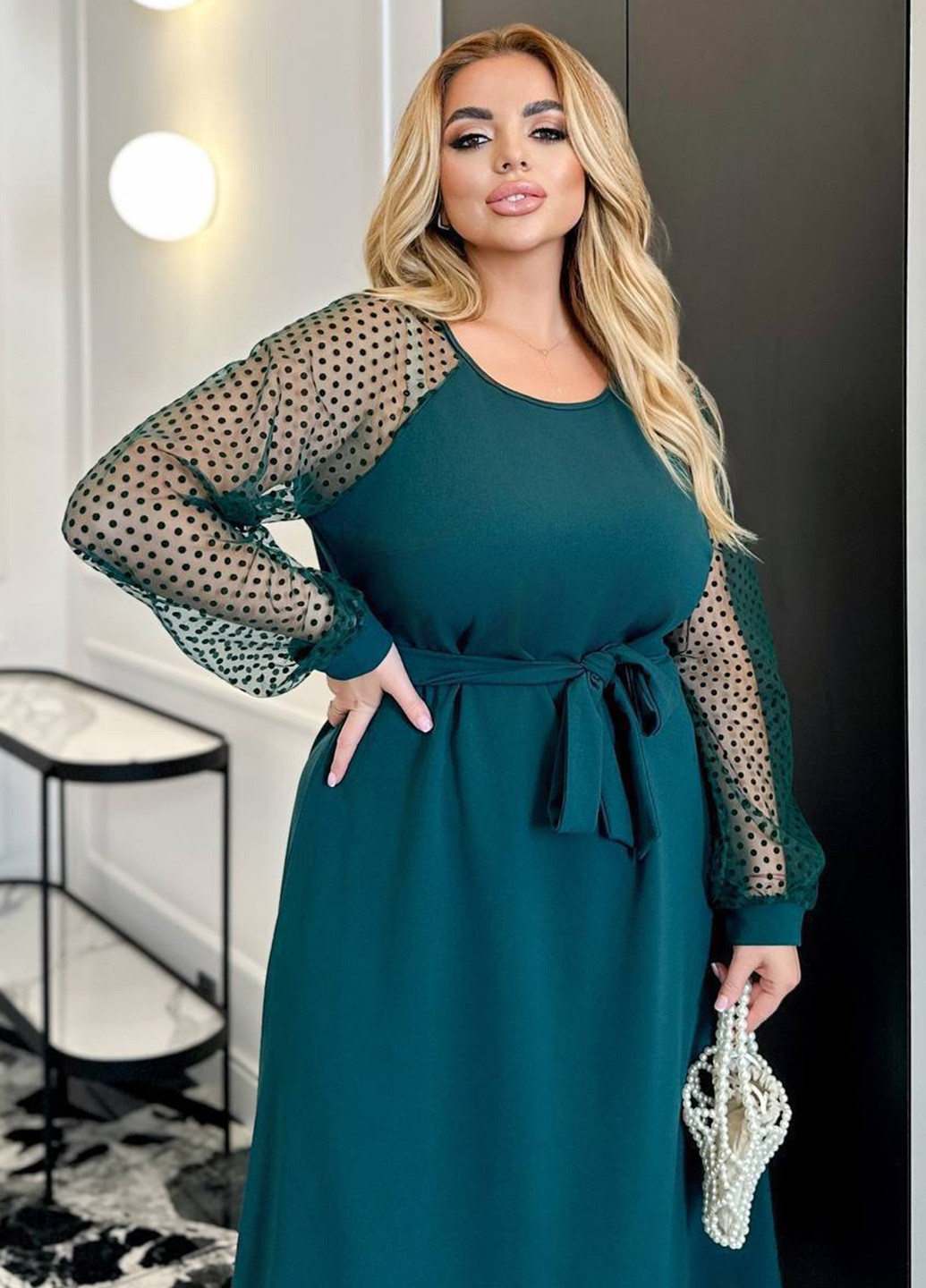 Морської хвилі святковий сукня а-силует No Brand однотонна