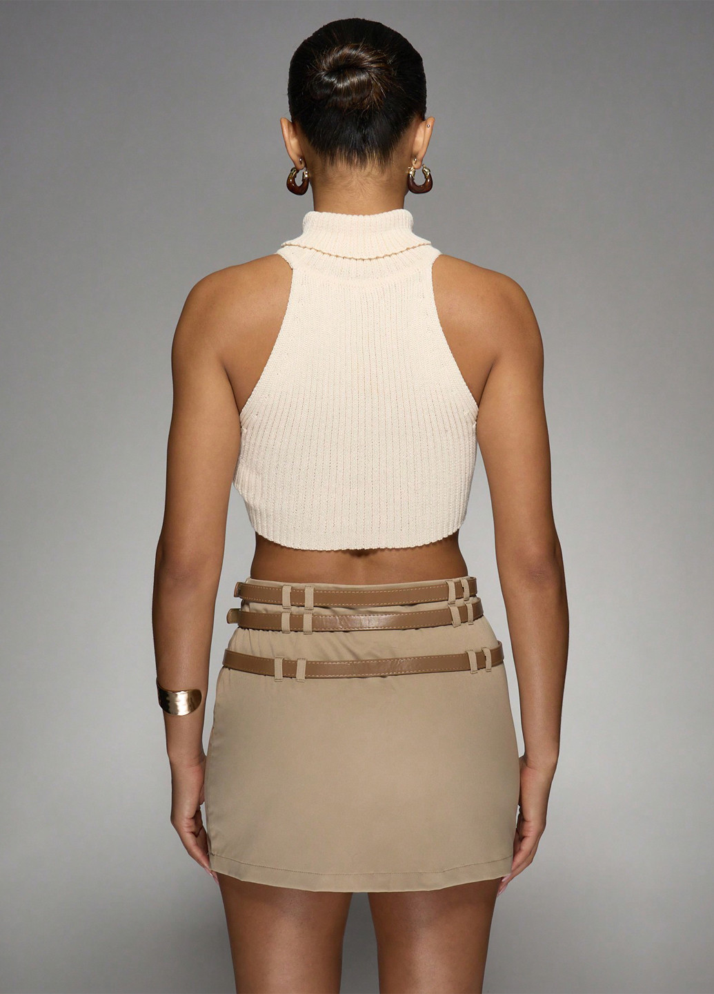 Бежевая кэжуал однотонная юбка SHEIN карандаш