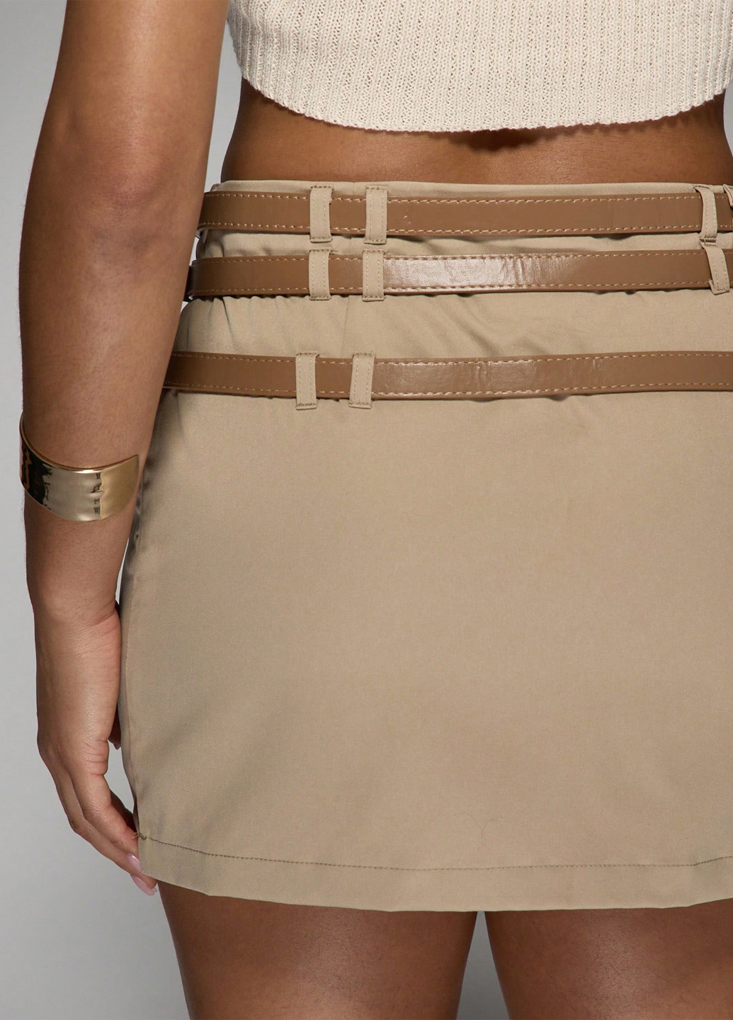 Бежевая кэжуал однотонная юбка SHEIN карандаш