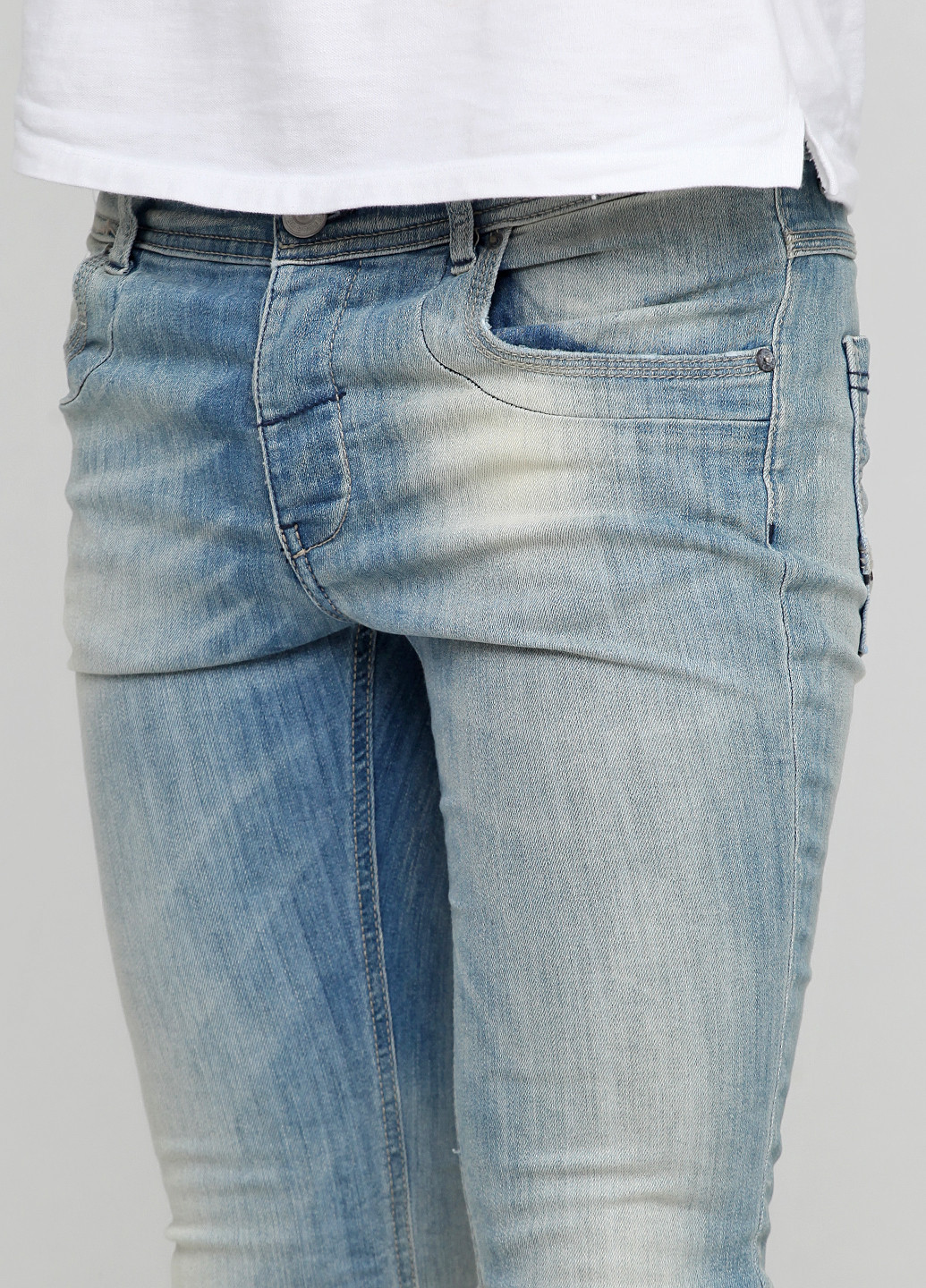 Голубые демисезонные скинни джинсы Fifty Four