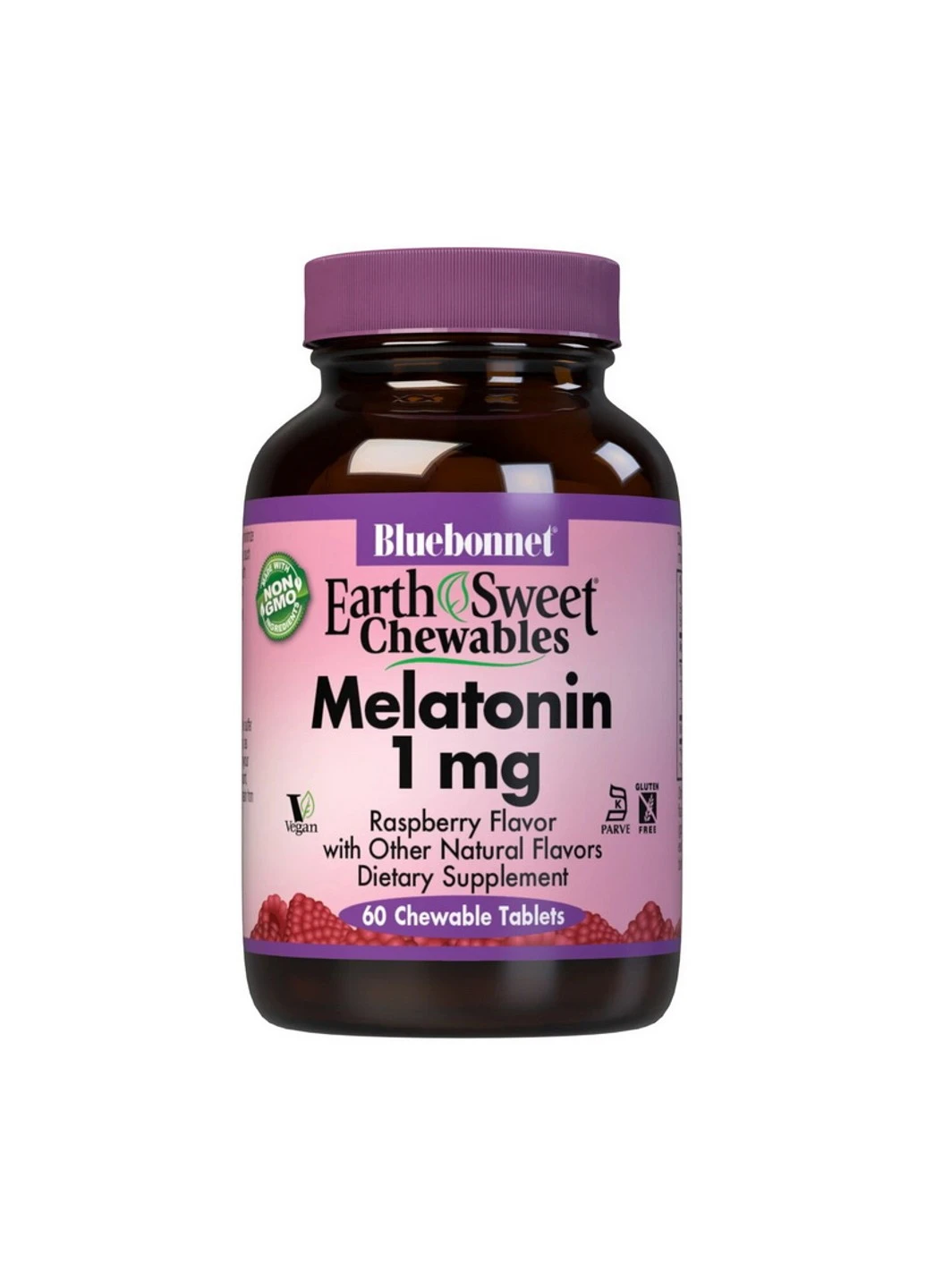 Мелатонін Melatonin 3 mg 60 жувачок Малина Bluebonnet Nutrition (255409866)