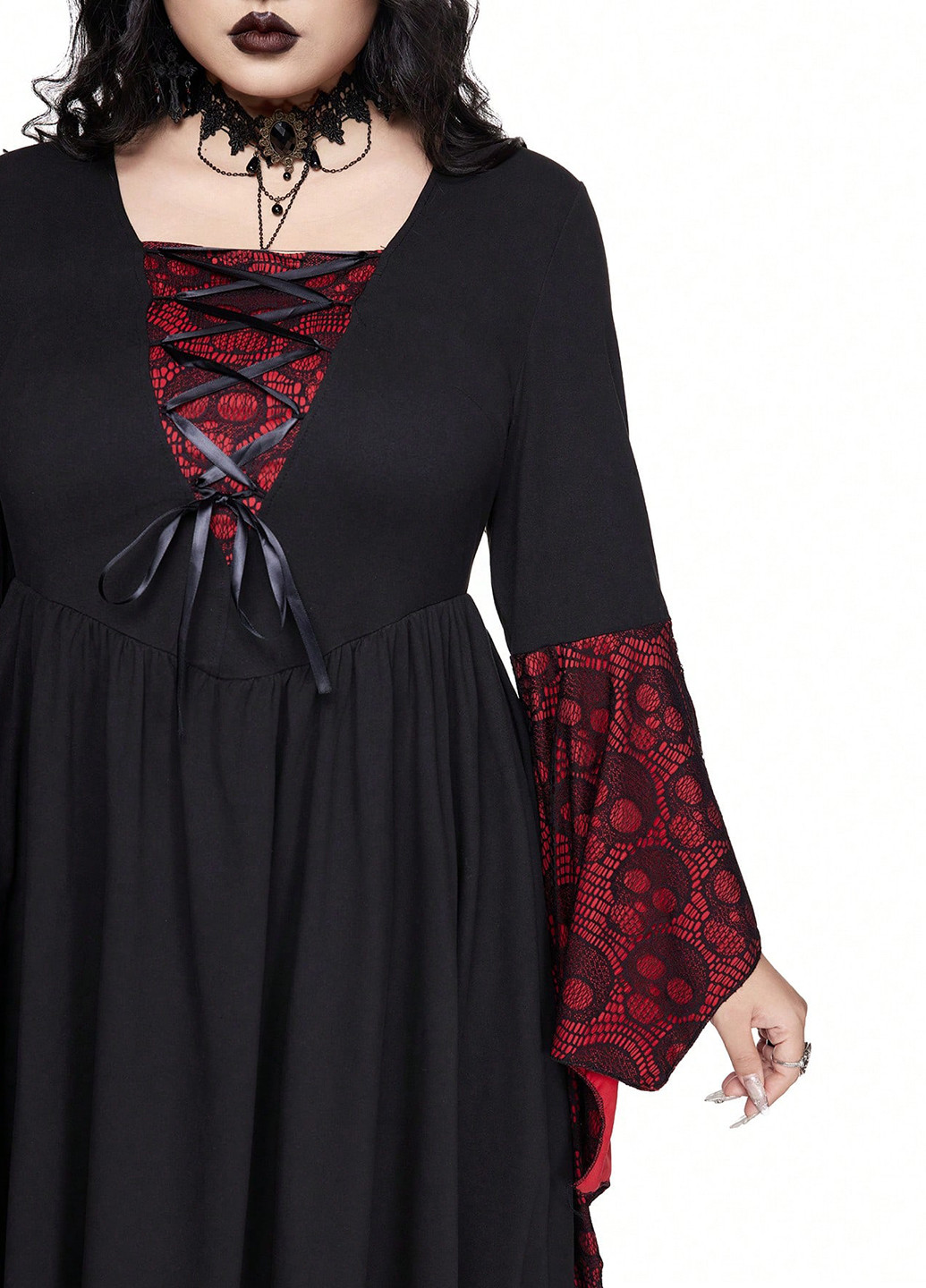 Чорна карнавальний сукня з спідницею-сонце, в стилі армпір SHEIN череп