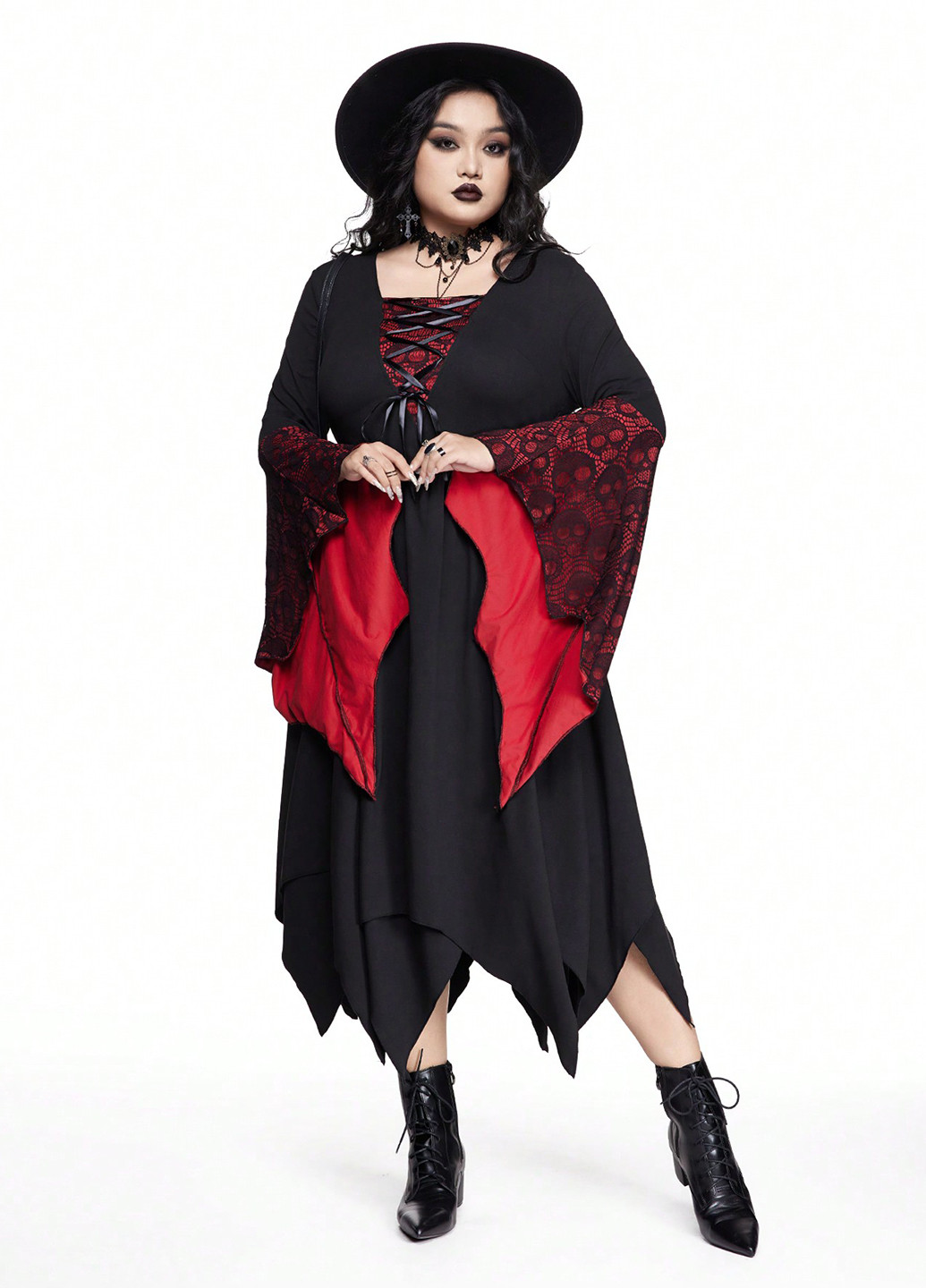 Чорна карнавальний сукня з спідницею-сонце, в стилі армпір SHEIN череп