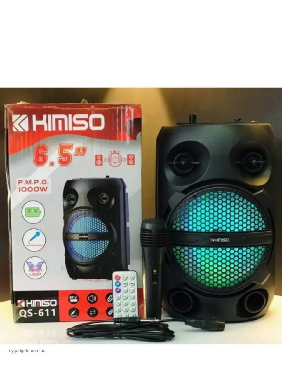 Колонка портативная з блютузом и подсветкой + караоке Kimiso QS-611 No Brand (253517616)