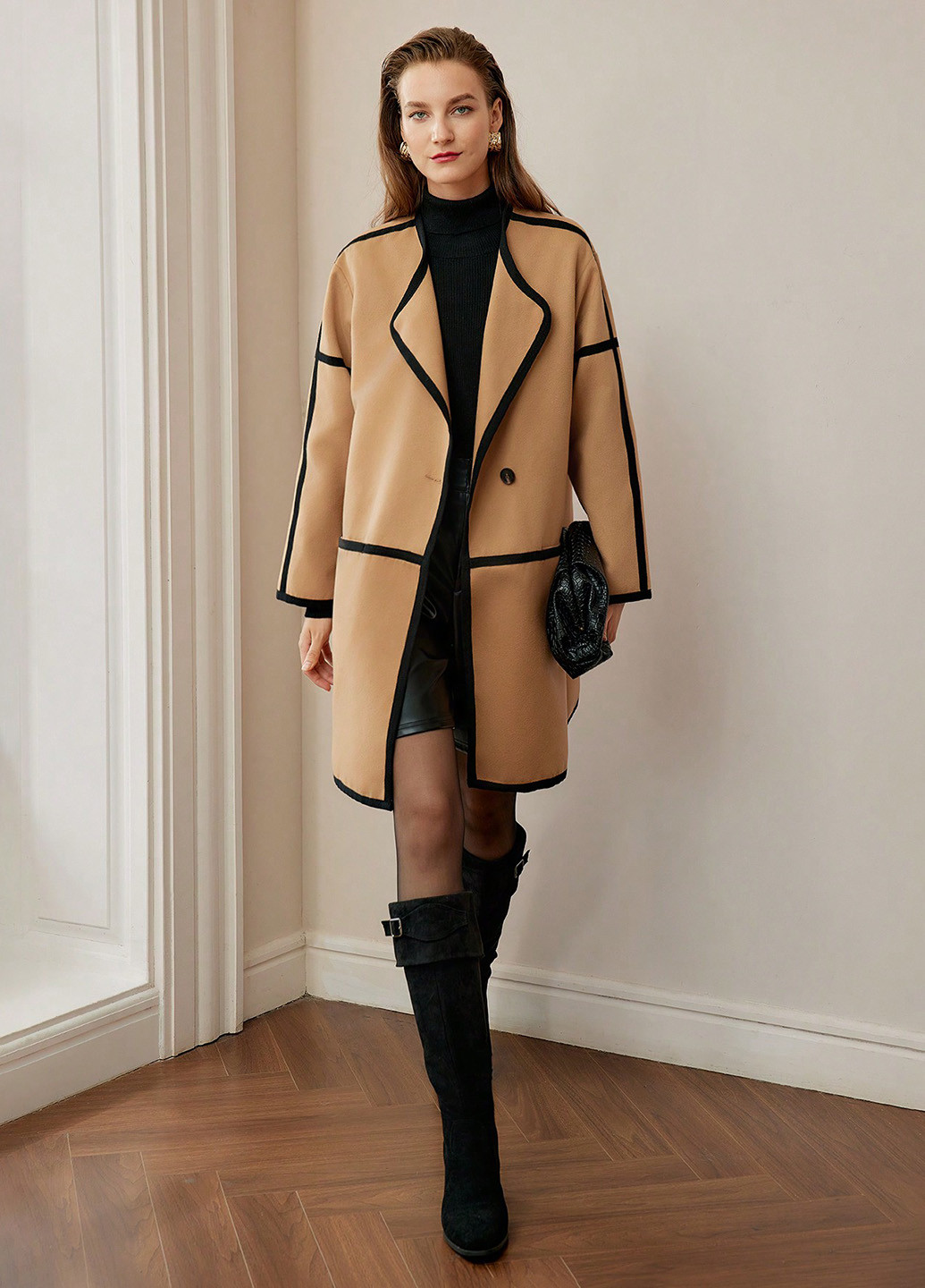 Песочное демисезонное Пальто однобортное SHEIN