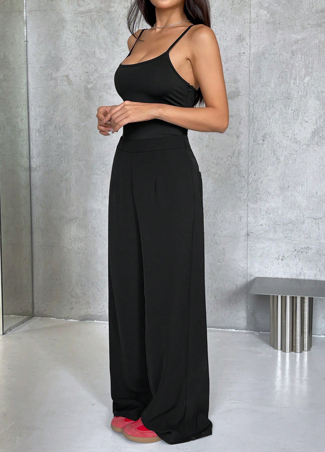 Комбінезон SHEIN комбінезон-брюки однотонний чорний кежуал поліестер