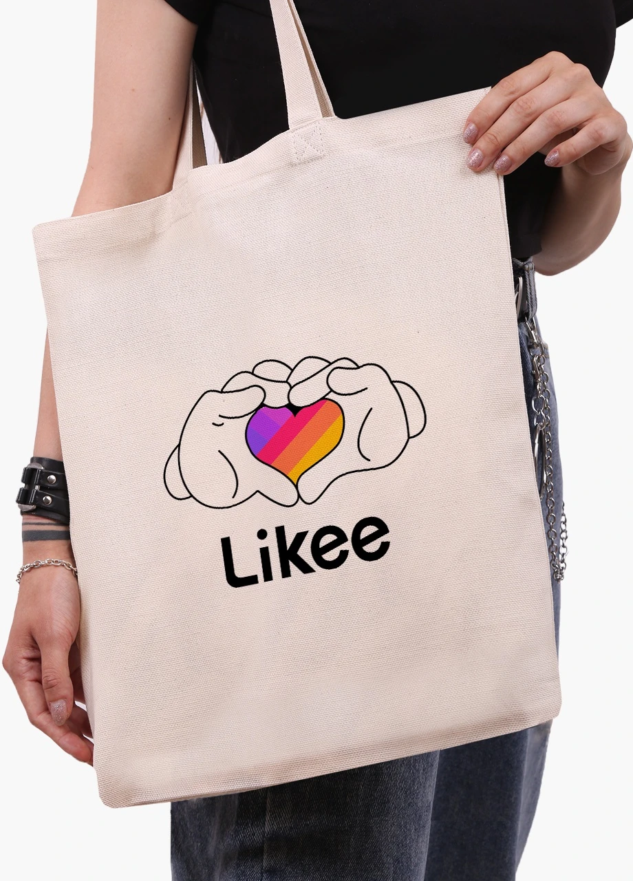 Эко сумка шоппер белая Лайк (Likee) (9227-1711-WT) экосумка шопер 41*35 см MobiPrint (216642180)