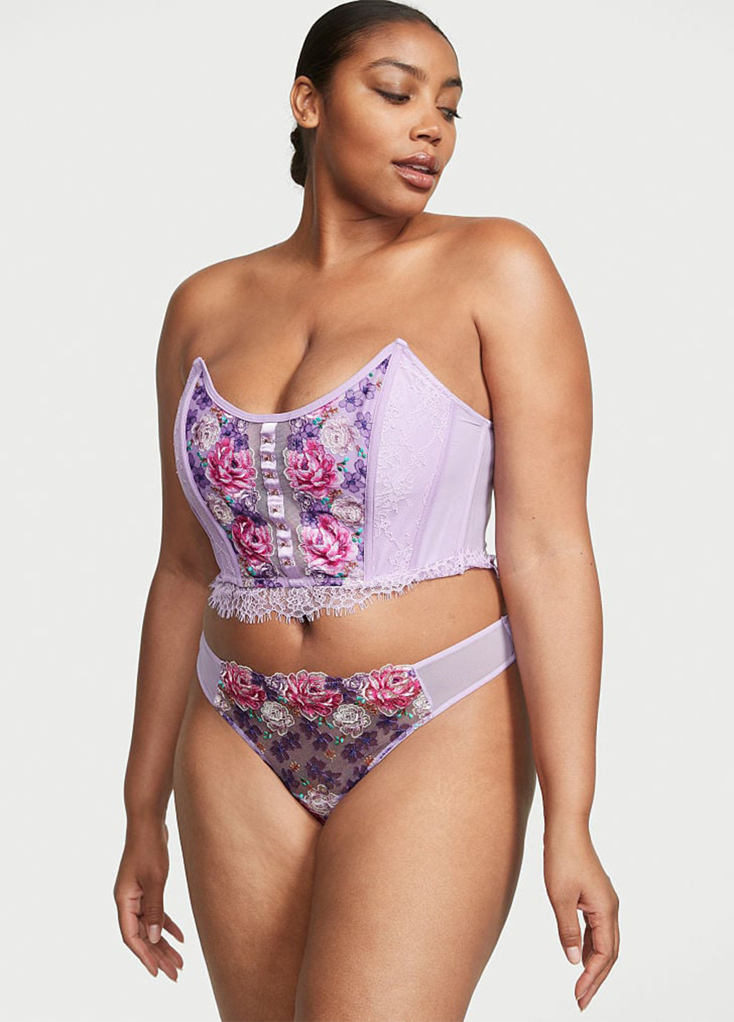 Бузковий демісезонний комплект (корсет, трусики) Victoria's Secret