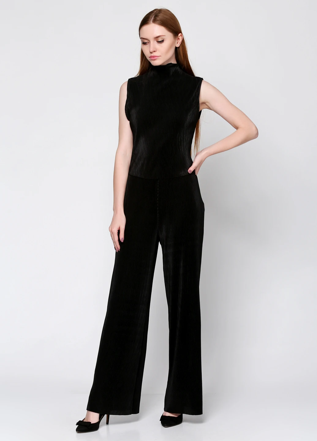 Комбинезон Zara комбинезон-брюки однотонный чёрный деловой