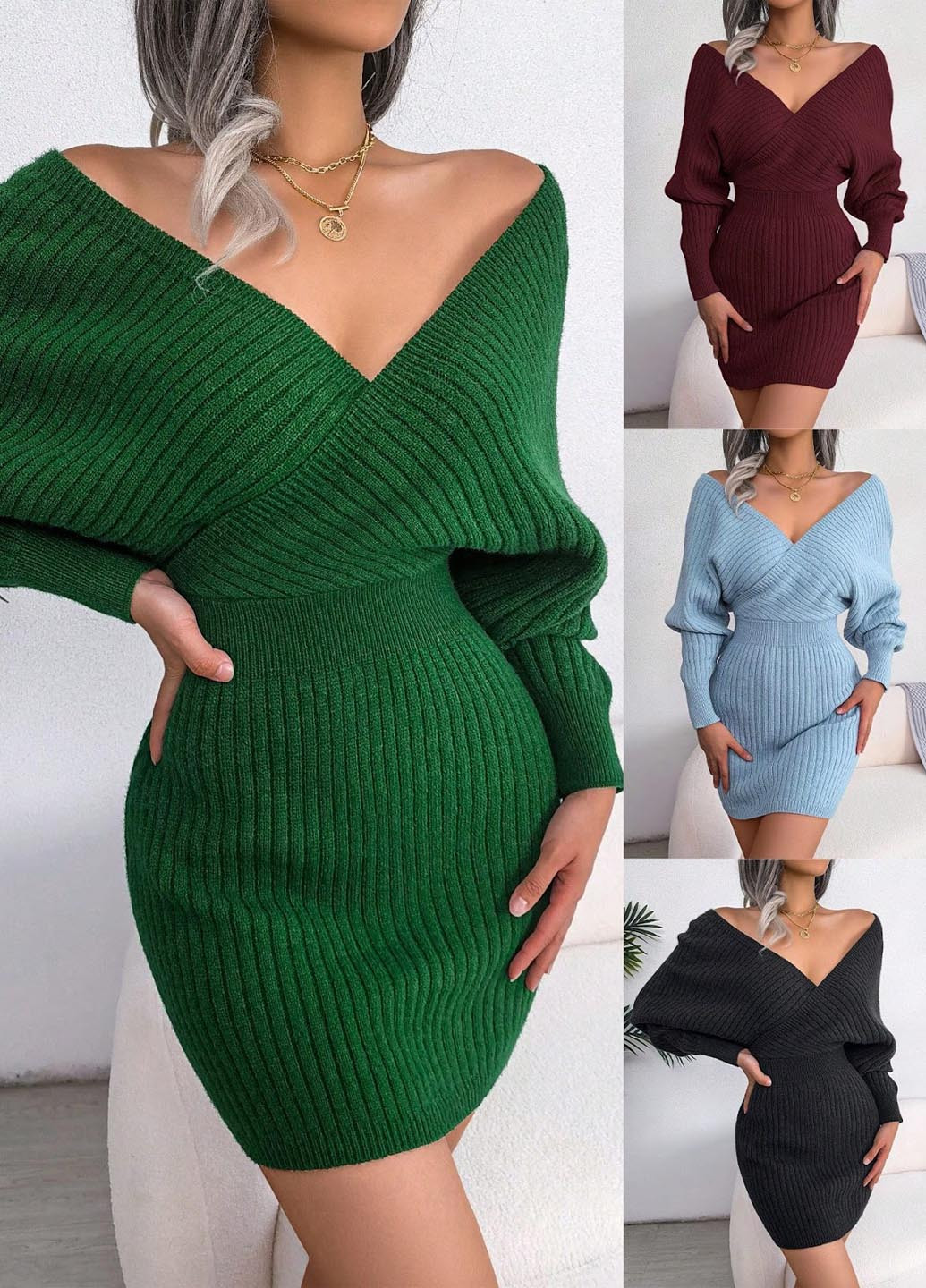 Лілова кежуал сукня на запах, з відкритою спиною SHEIN однотонна