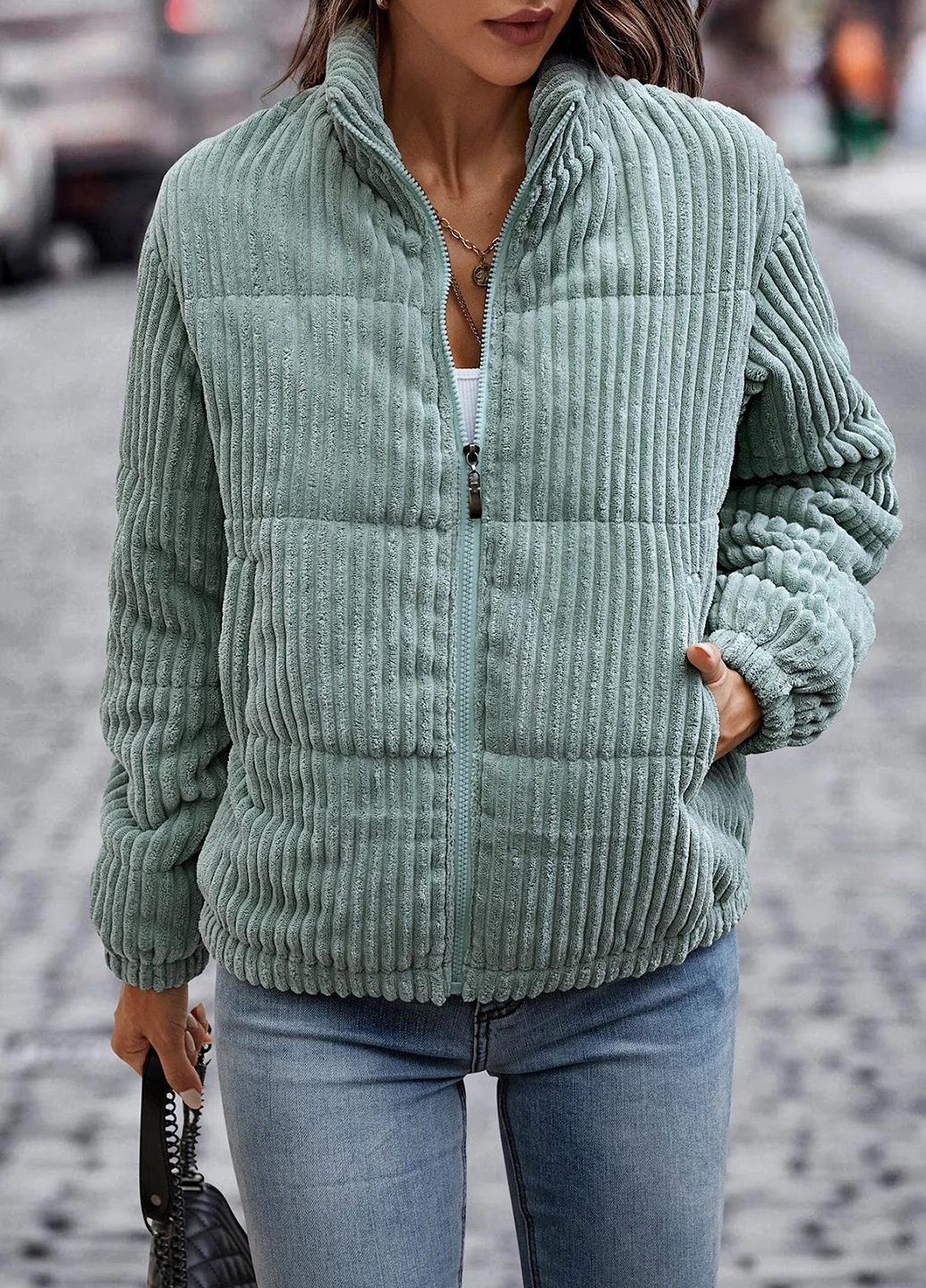Мятная зимняя куртка SHEIN