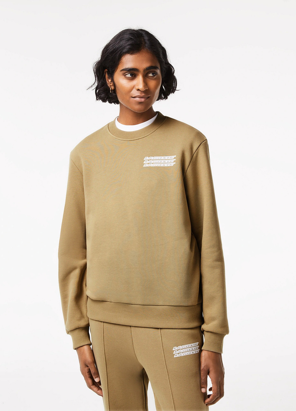 Светло-коричневый свитшот Lacoste логотип нашивки (298072813)