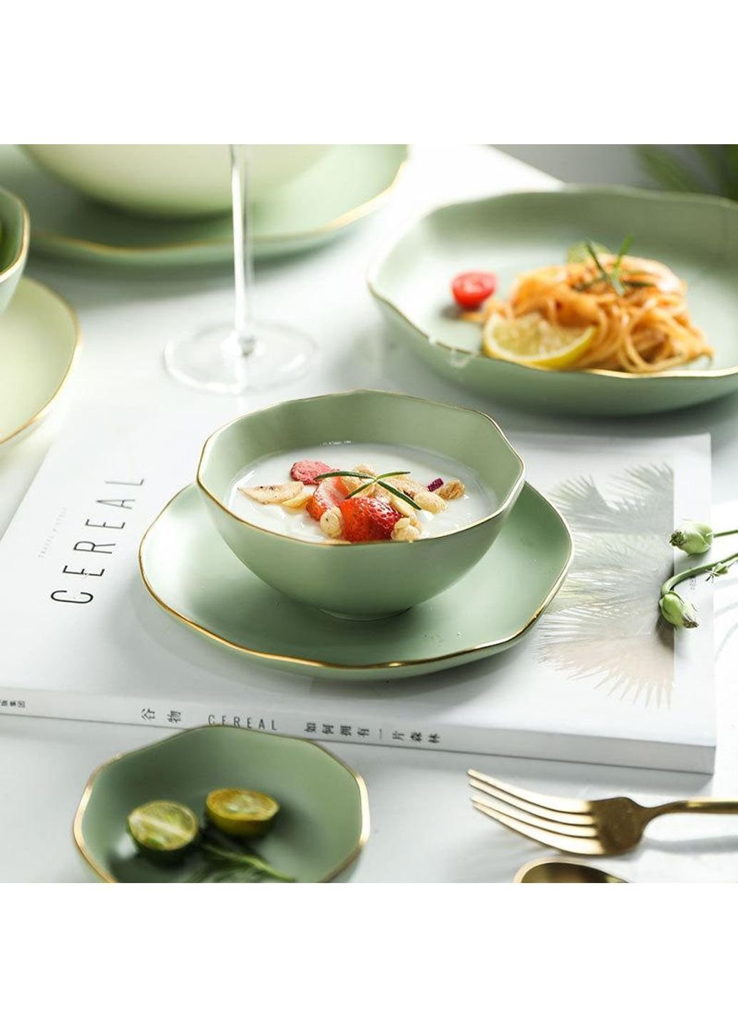 Салатник керамический 6770 22.7 см зеленый No Brand (253786514)