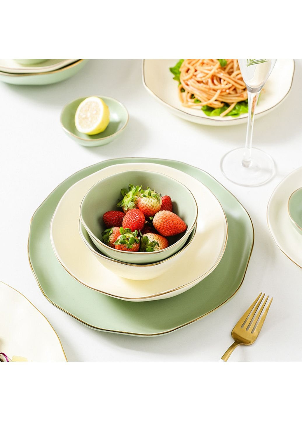 Салатник керамический 6770 22.7 см зеленый No Brand (253786514)