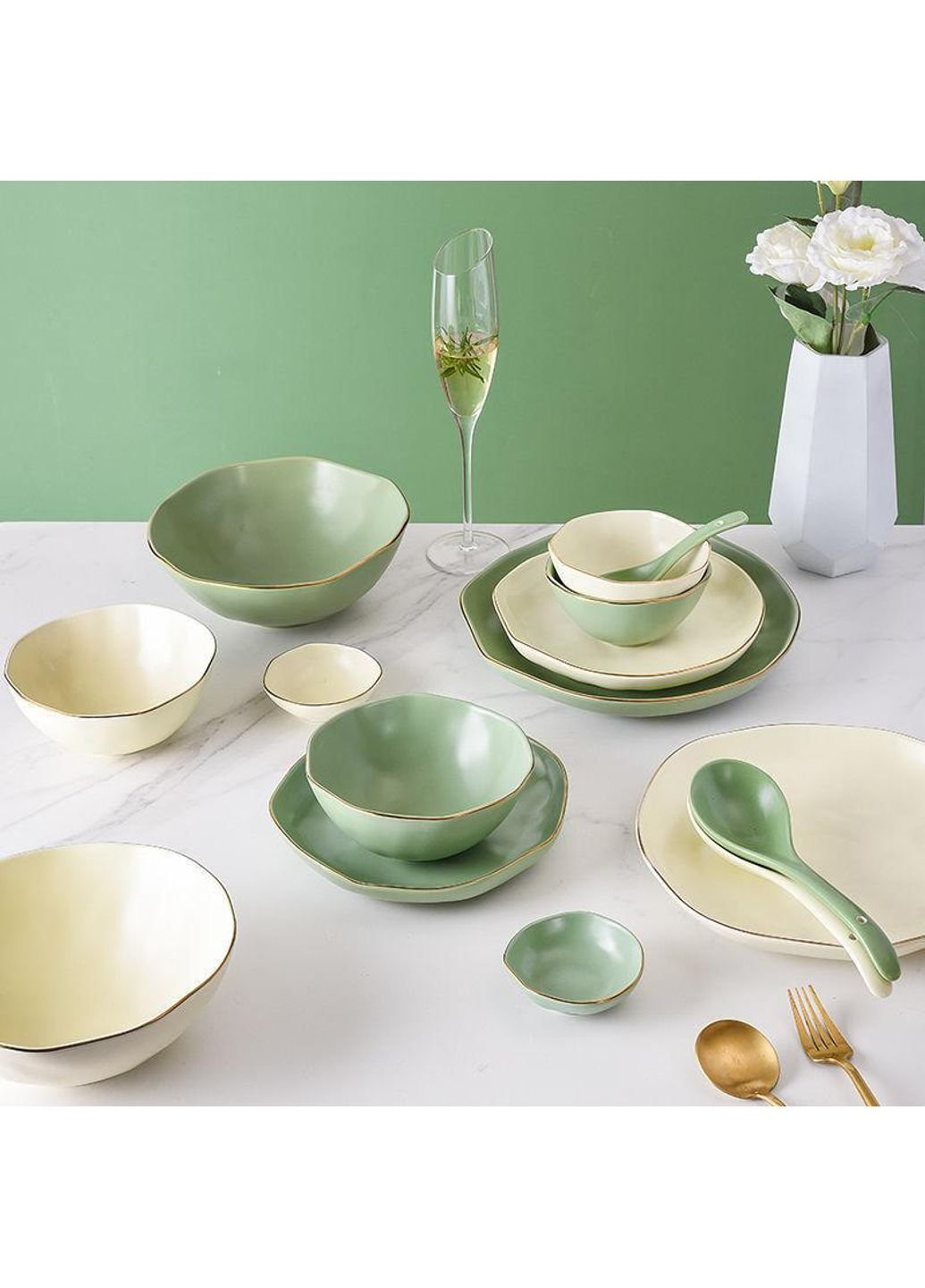 Салатник керамический 6770 22.7 см зеленый No Brand (253786514)